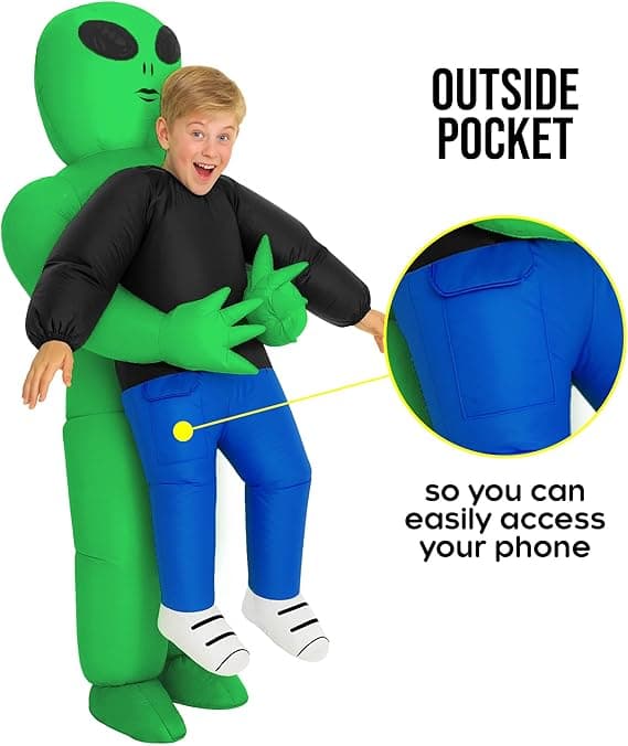 Uppblåsbar utomjordisk dräkt för barn och vuxna – Halloween Cosplay Dräkt med Fläkt