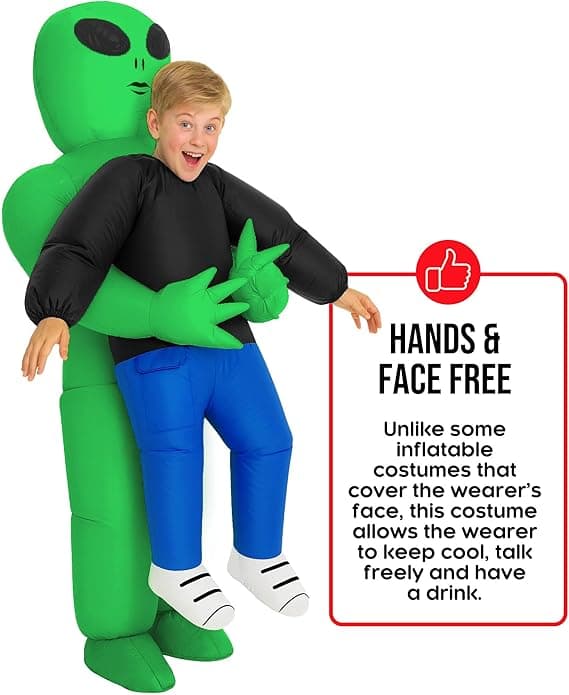 Uppblåsbar utomjordisk dräkt för barn och vuxna – Halloween Cosplay Dräkt med Fläkt