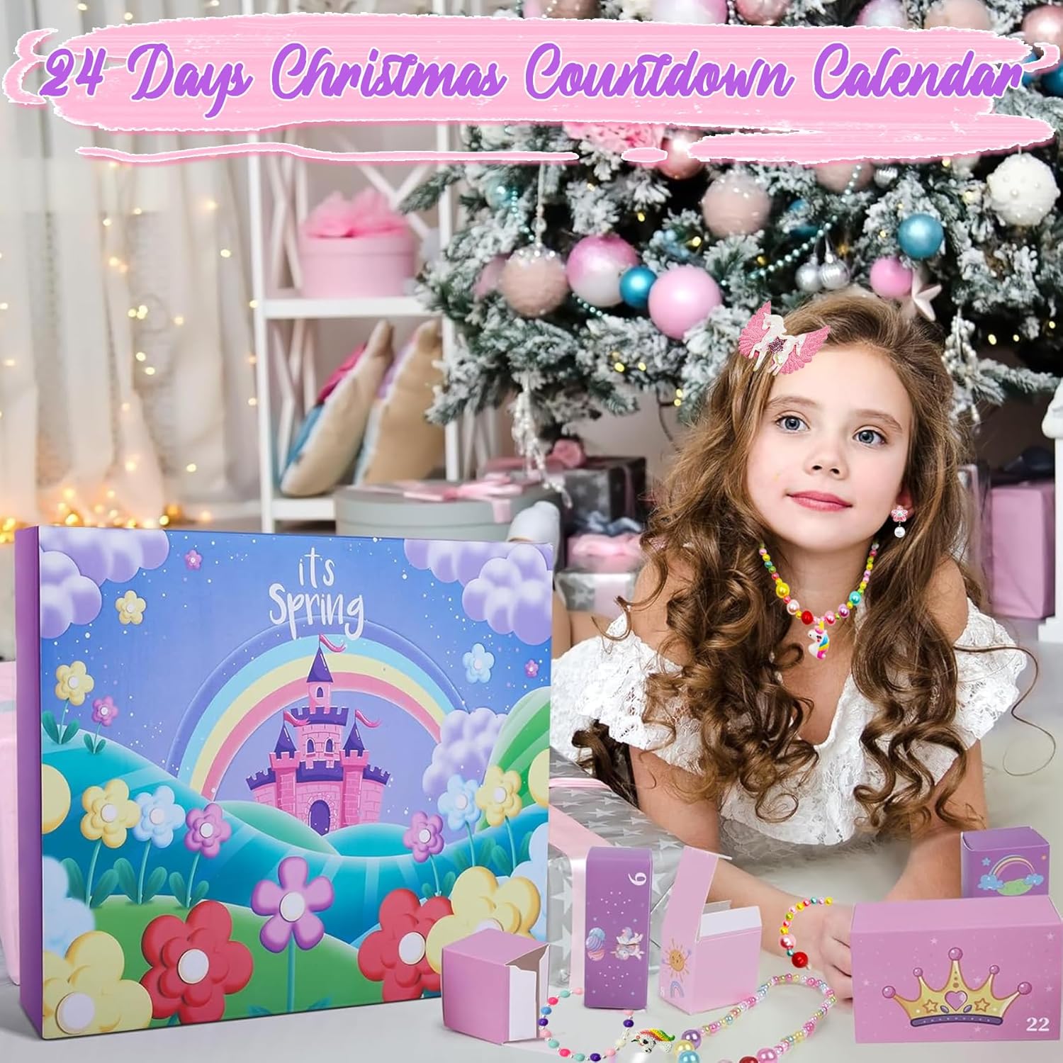 Enhörning Adventskalender för barn 2025 – 24 dagar med smycken, accessoarer & överraskningar