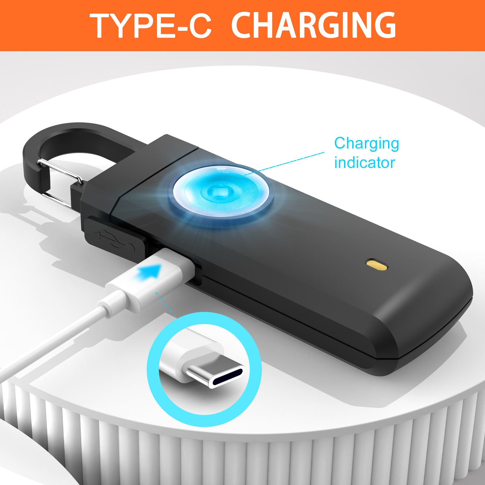 USB-uppladdningsbart personligt säkerhetslarm – 130 dB siren för kvinnor