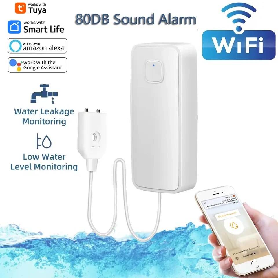 Tuya WiFi Smart vattensensordetektor – 80 dB larm och fjärrövervakning