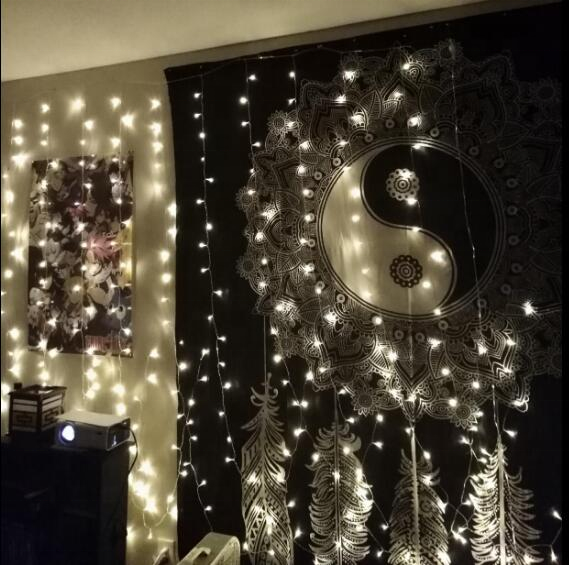 LED-gardinljus 3 x 3 meter – USB-fjärrstyrt vattenfallslinga med 300 LED-lampor