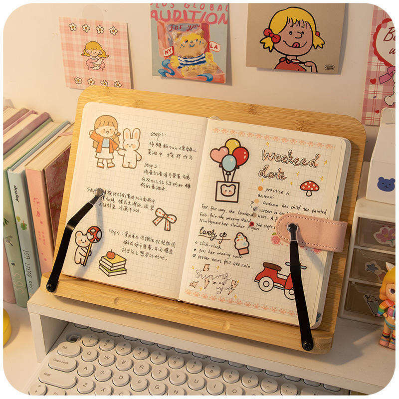 Anpassningsbart bambuställ för kokböcker – Justerbar bokhållare i trä