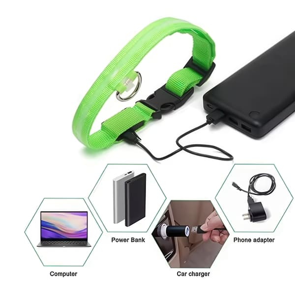 LED-halsband för hund – Uppladdningsbart reflekterande säkerhetshalsband