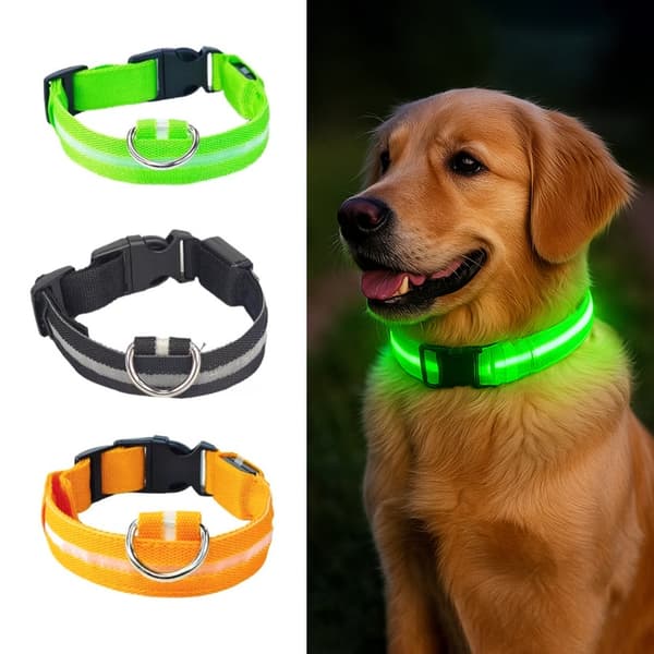 LED-halsband för hund – Uppladdningsbart reflekterande säkerhetshalsband
