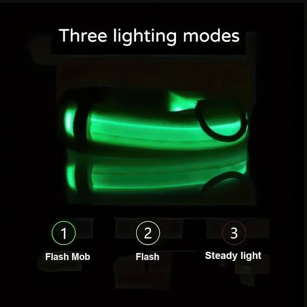 LED-halsband för hund – Uppladdningsbart reflekterande säkerhetshalsband