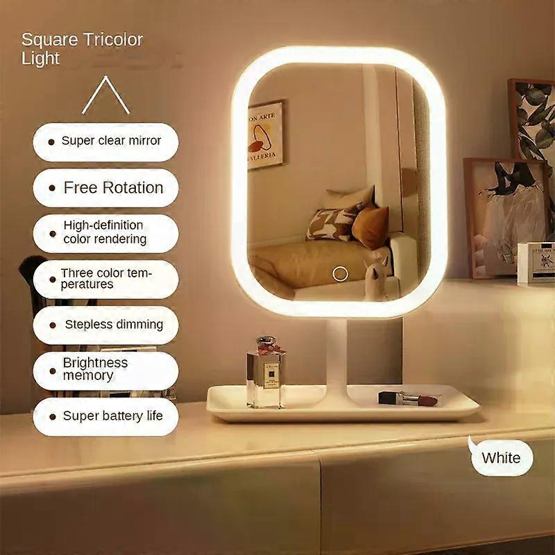 LED Sminkspegel med Förvaring – Bordsspegel med 3 Ljuslägen & Touchfunktion