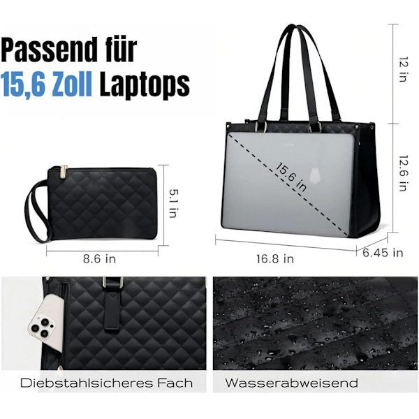 2-i-1 laptopväska och isolerad lunchväska – 15,6