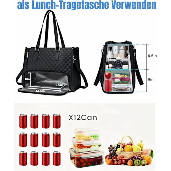 2-i-1 laptopväska och isolerad lunchväska – 15,6