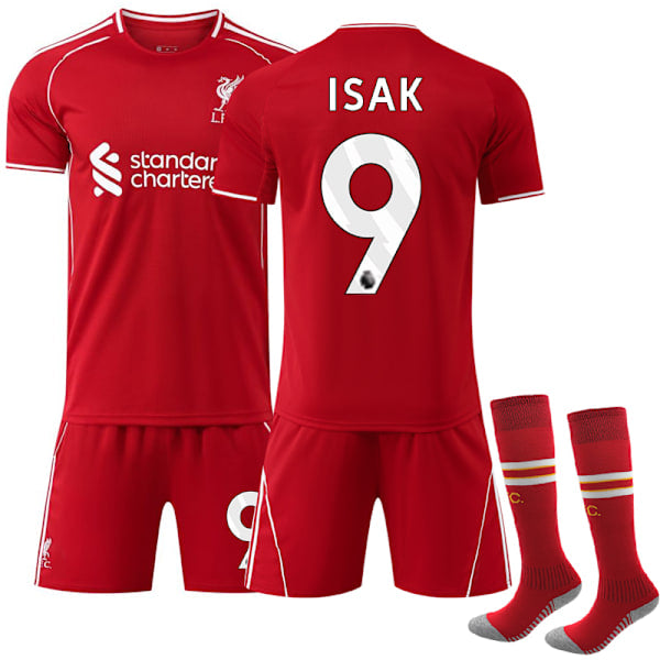 Liverpool 2025/26 Home Football Jersey – Kids & Adults #9 Isak