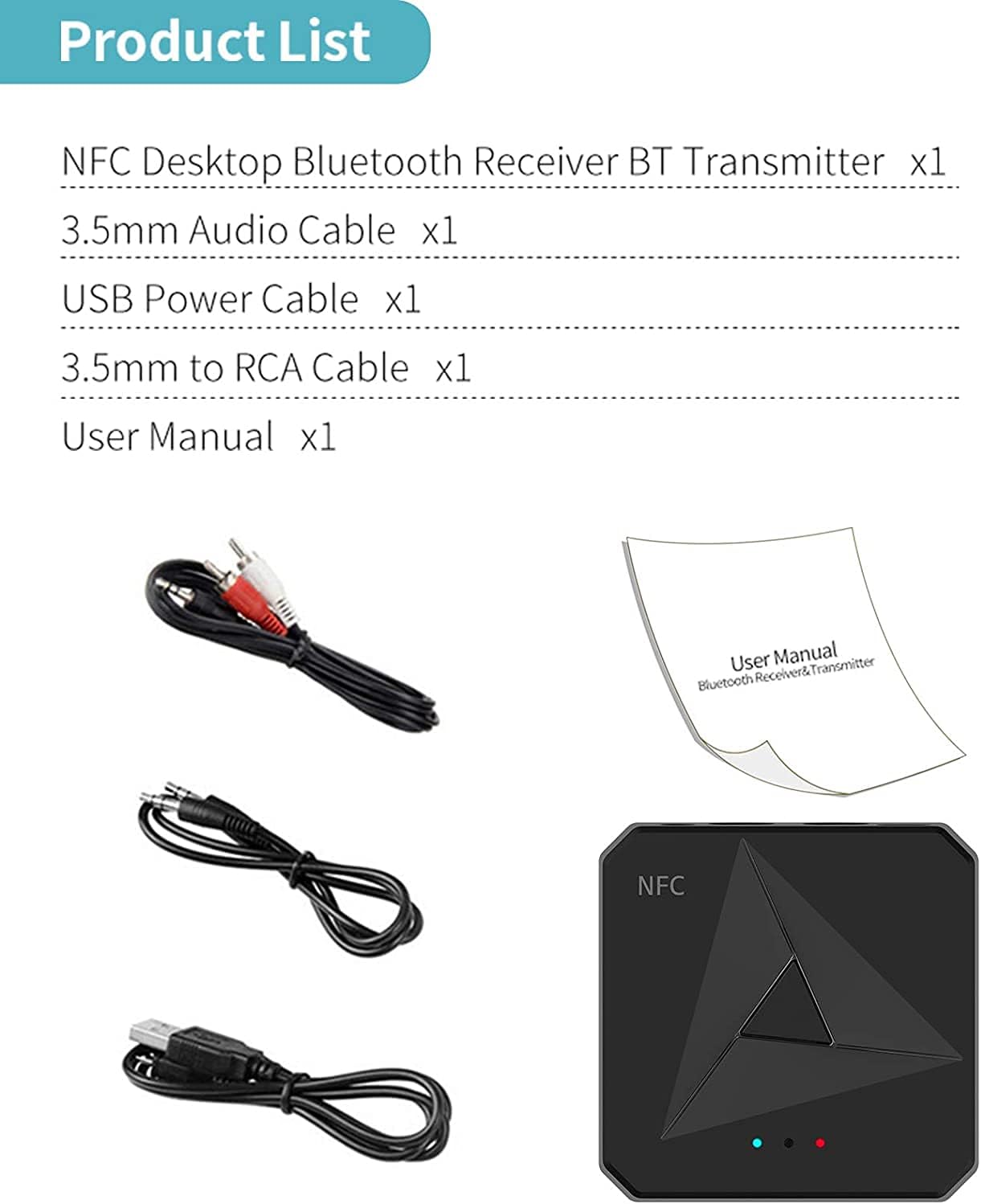 NFC Bluetooth 5.0 Ljudmottagare för TV, PC & Bil
