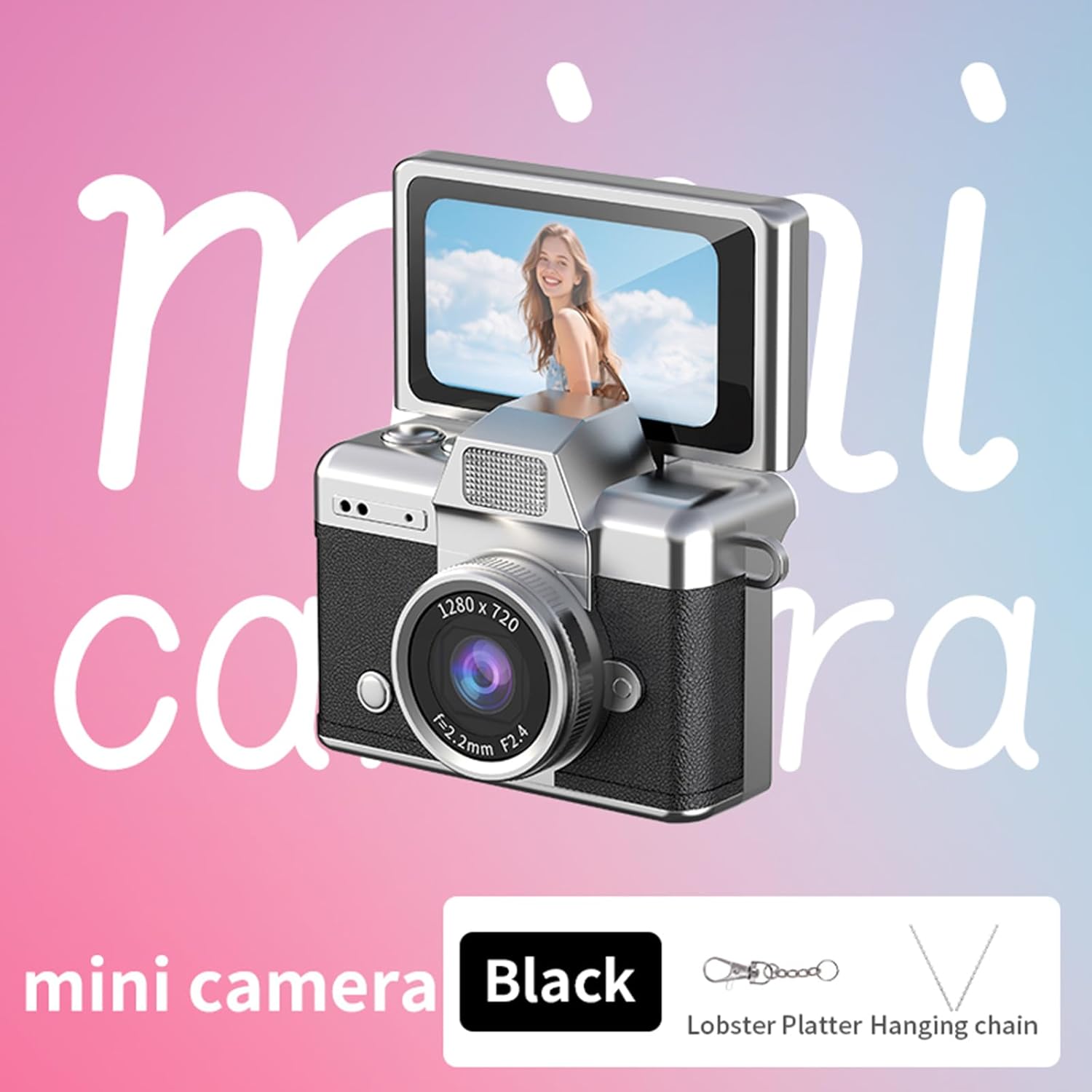Kompakt Digitalkamera Nyckelring med 180° Roterbar Skärm – Mini Art Camera
