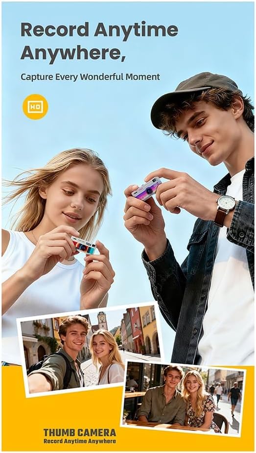Mini Tumkamera 1080p med Skärm – Gul