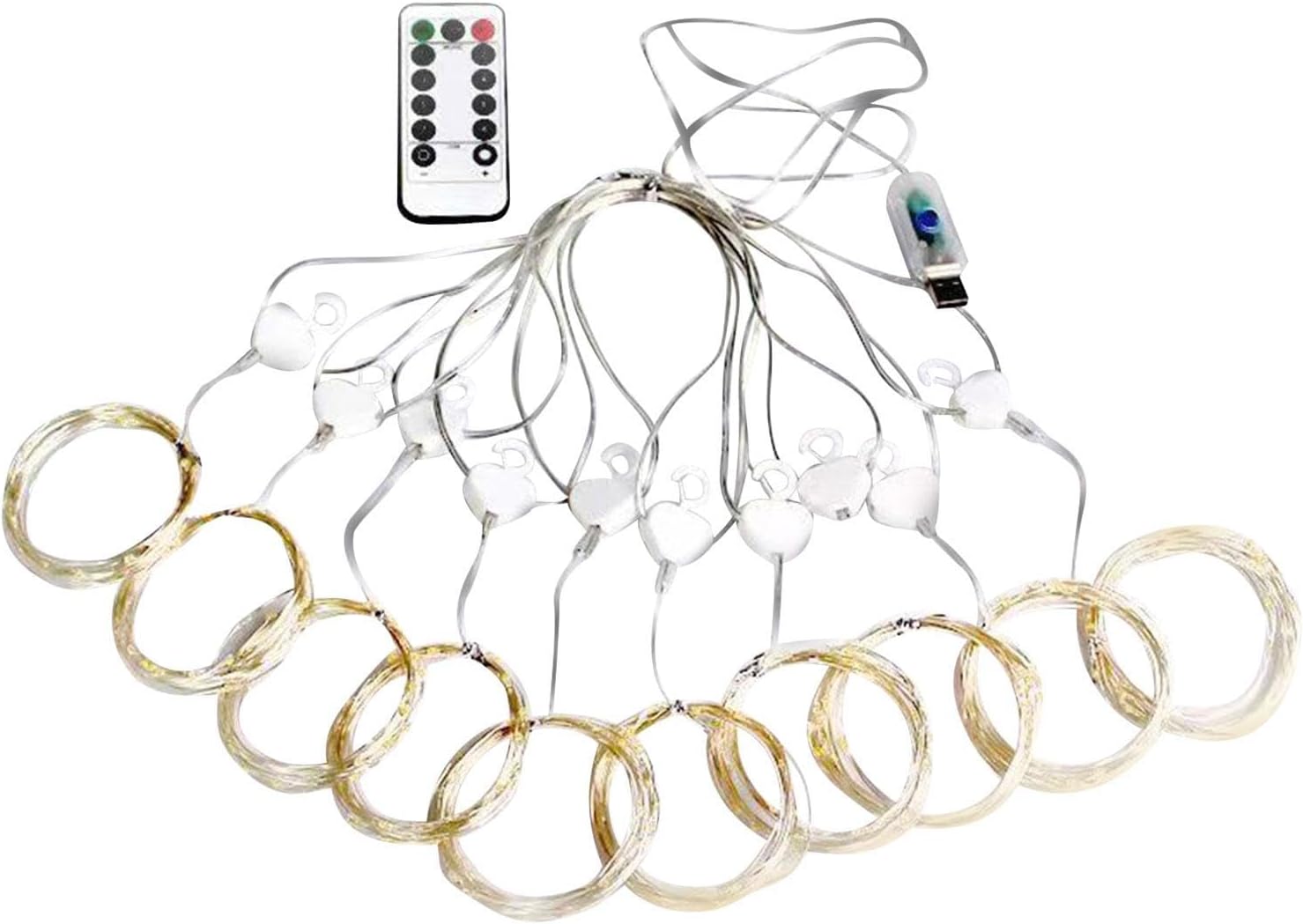 LED-gardinljus 3 x 3 meter – USB-fjärrstyrt vattenfallslinga med 300 LED-lampor
