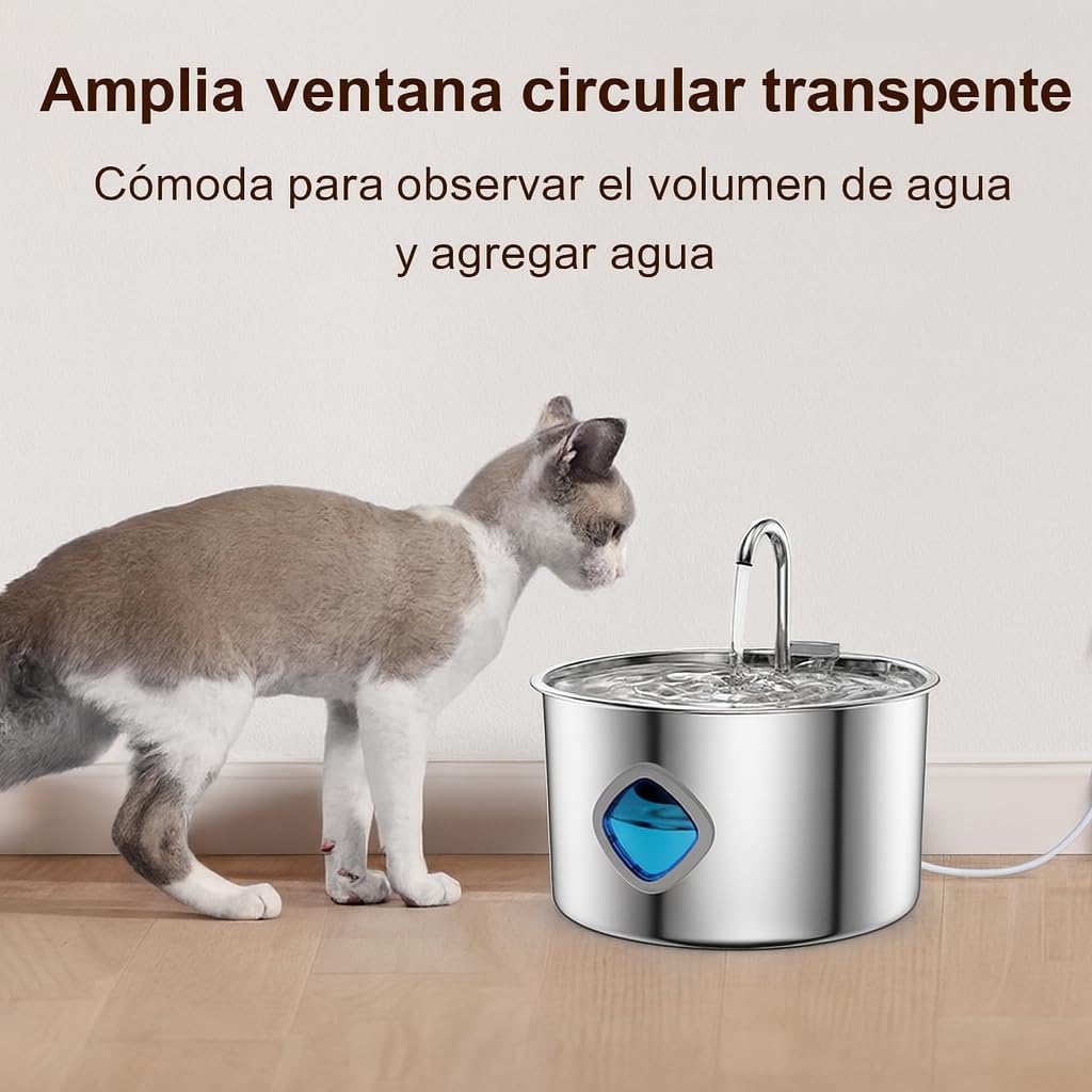 Cat Vitalis Vattenfontän i Rostfritt Stål 3,2 L – Tyst & Filtrerad Kattfontän