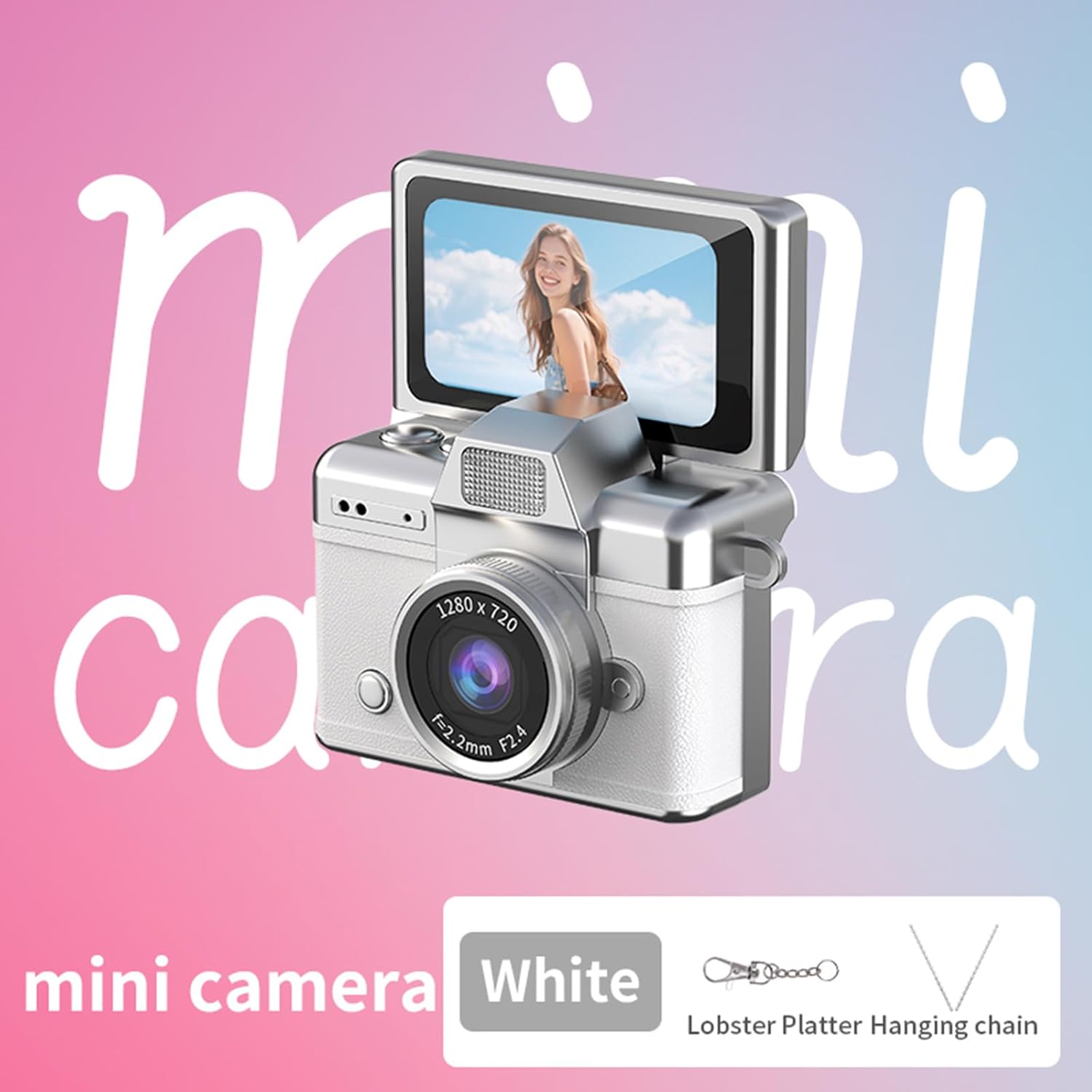 Kompakt Digitalkamera Nyckelring med 180° Roterbar Skärm – Mini Art Camera