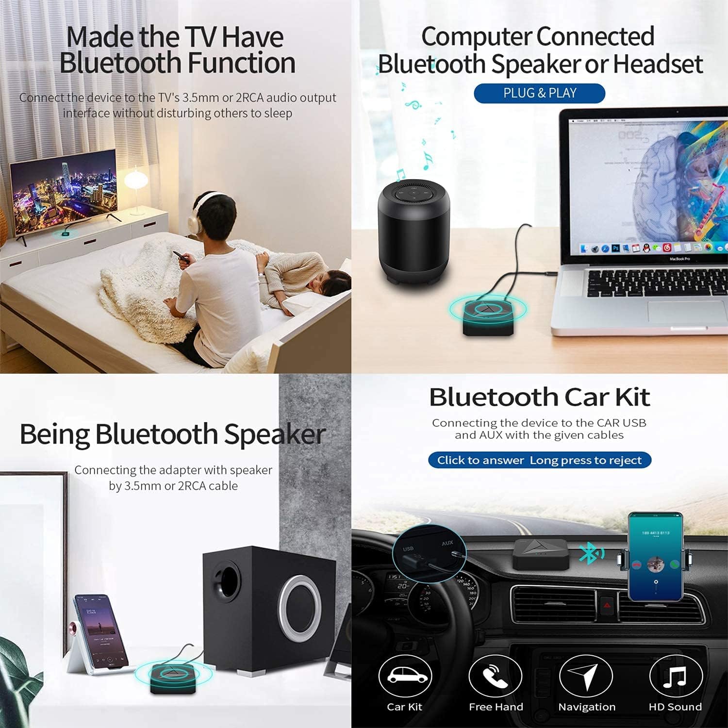NFC Bluetooth 5.0 Ljudmottagare för TV, PC & Bil