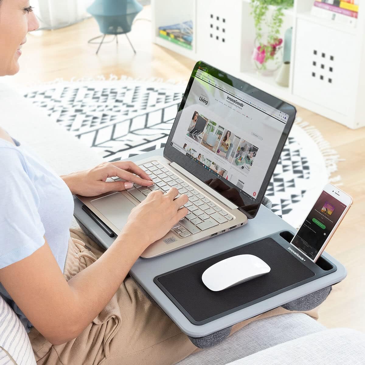 Laptopstativ med kudde – XL Deskion sidobord för bekväm användning