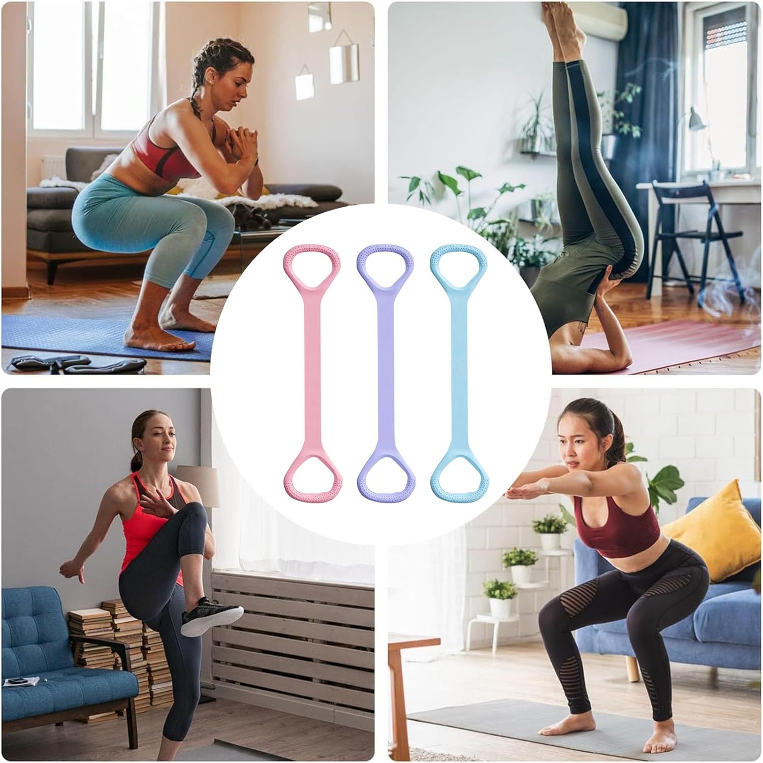 Stretchband Set – 3-pack Figur-8 Motståndsband Effektiv Muskelträning Rrlträning