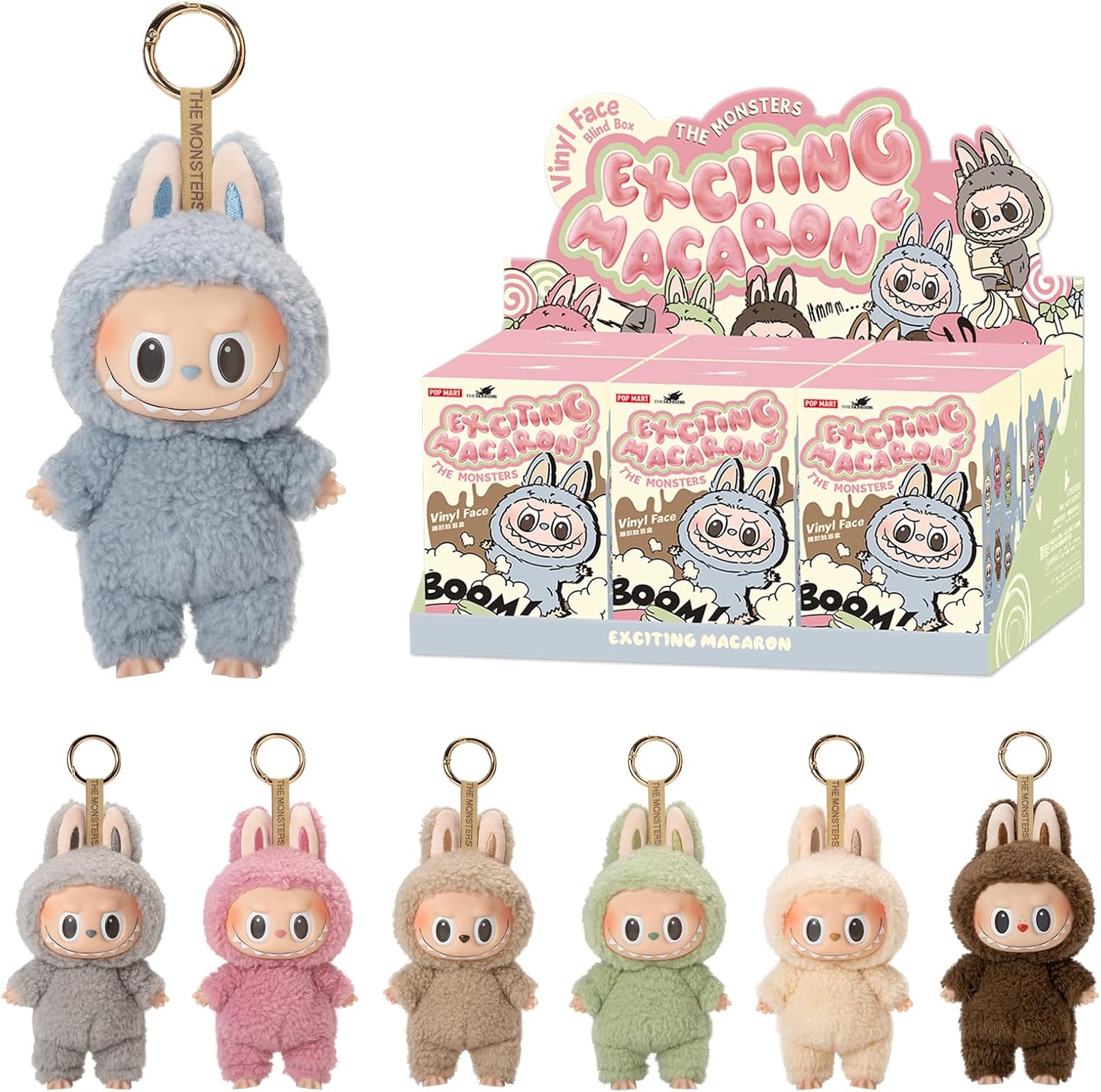 2st Pop Mart Monster Exiting Macaron Labubu Nyckelring Blind Box