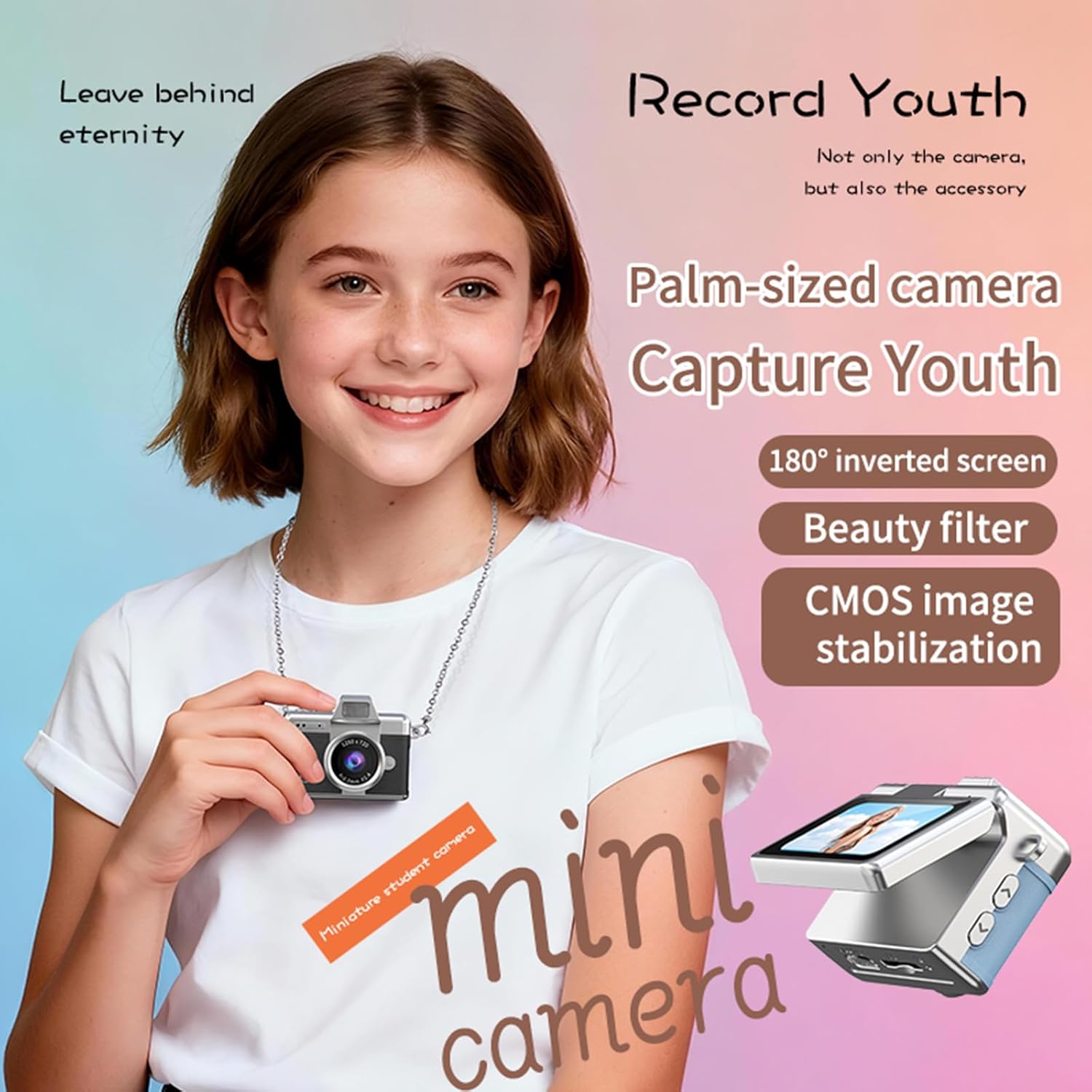 Kompakt Digitalkamera Nyckelring med 180° Roterbar Skärm – Mini Art Camera