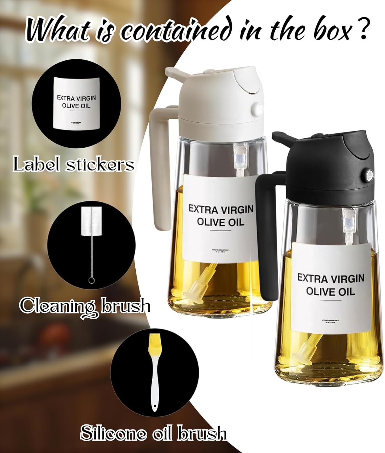 2-Pack Oljeflaska med Spray & Hällfunktion