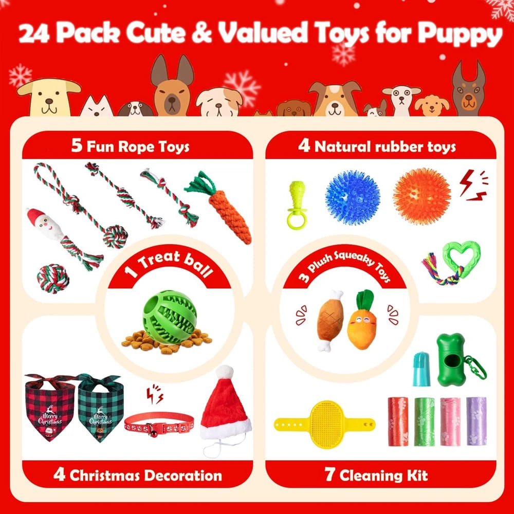 Hund Adventskalender 2025 – Repleksaker och tuggleksaker