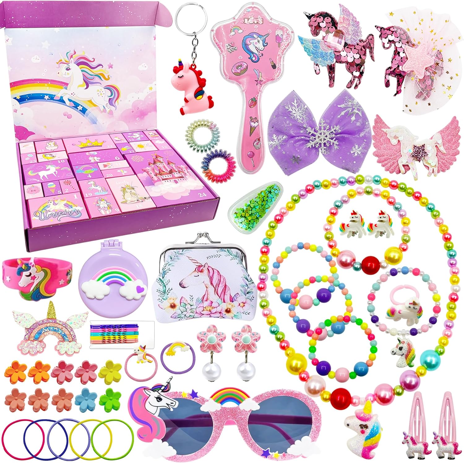 Enhörning Adventskalender för barn 2025 – 24 dagar med smycken, accessoarer & överraskningar