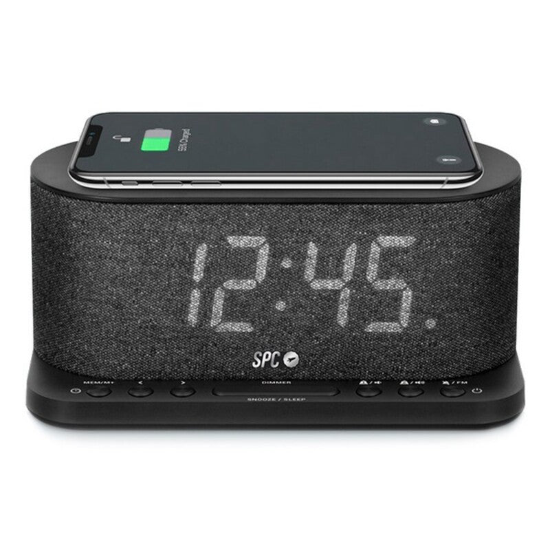 Klockradio med trådlös laddare SPC 4582N 4,3” LED USB Svart