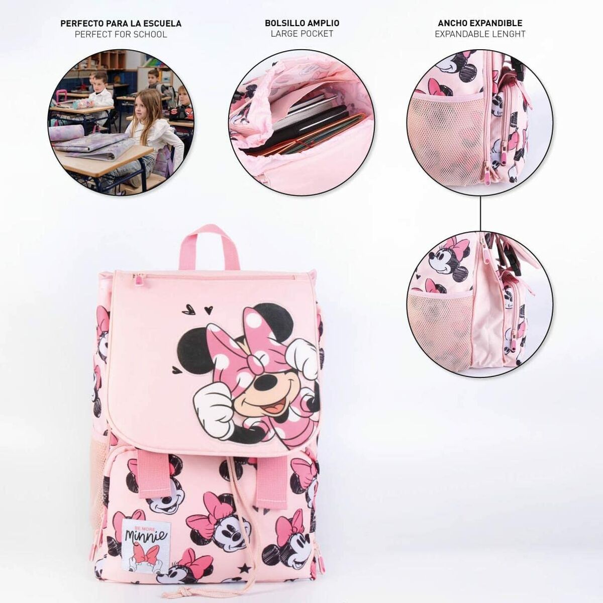 Skolväska Minnie Mouse Rosa (28,5 x 15 x 41 cm)