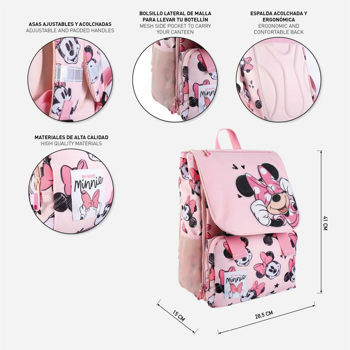 Skolväska Minnie Mouse Rosa (28,5 x 15 x 41 cm)