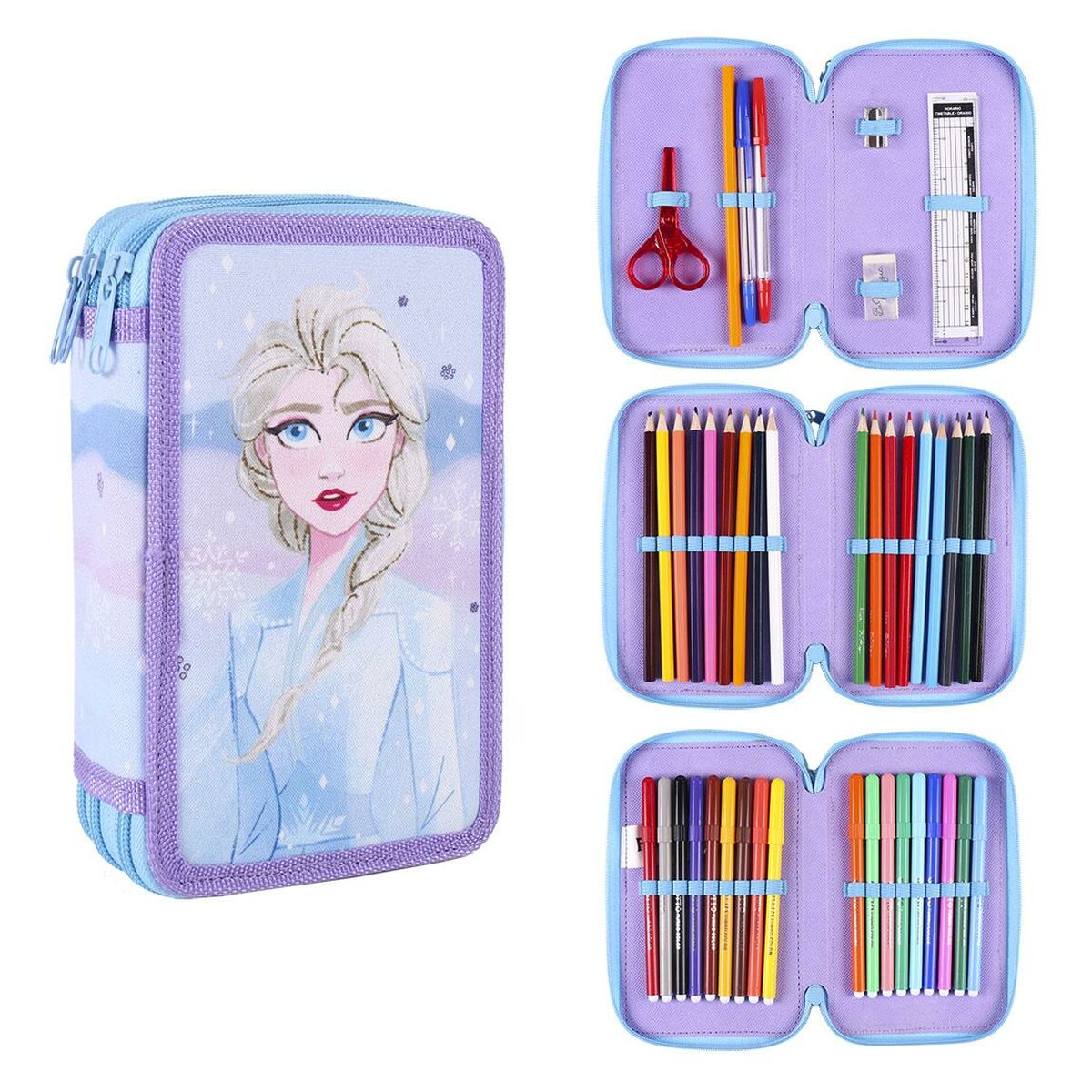 Trippelpennfodral Frozen Lilac 43 delar