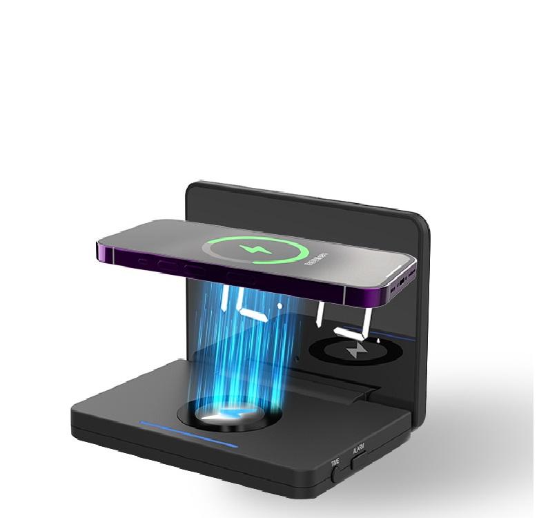 Mini LED digital väckarklocka med trådlös laddare – Hopfällbar resemodell