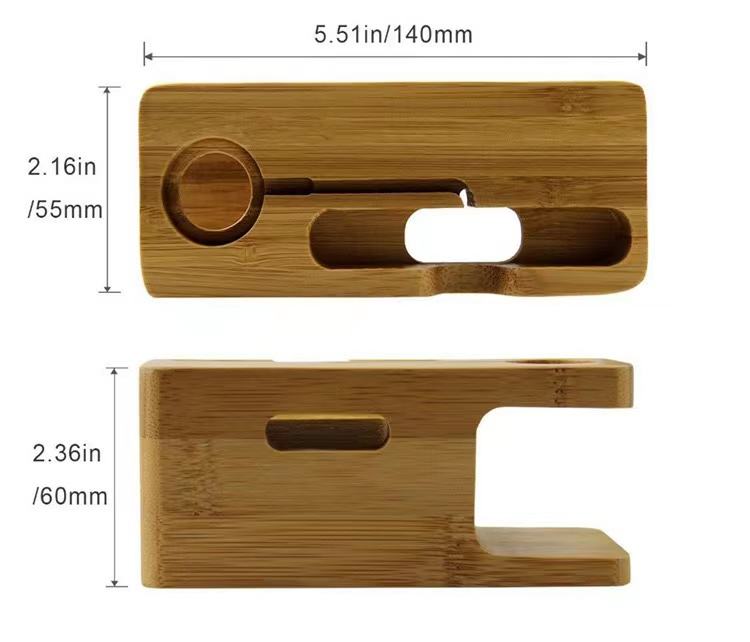 Bambuladdningsstation – Ställ för telefon och Apple Watch