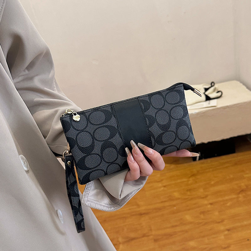 2025 damplånbok med tryckt design – Lång clutchväska med kort- och myntfack