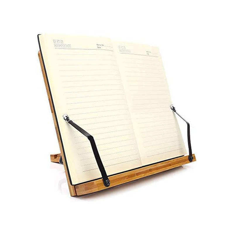 Anpassningsbart bambuställ för kokböcker – Justerbar bokhållare i trä