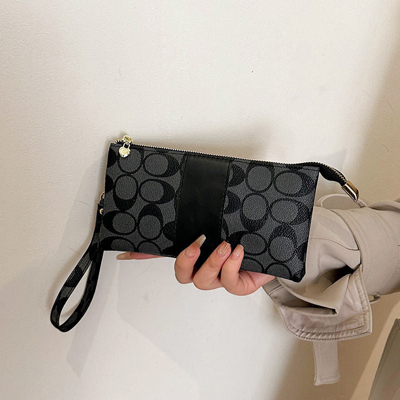 2025 damplånbok med tryckt design – Lång clutchväska med kort- och myntfack