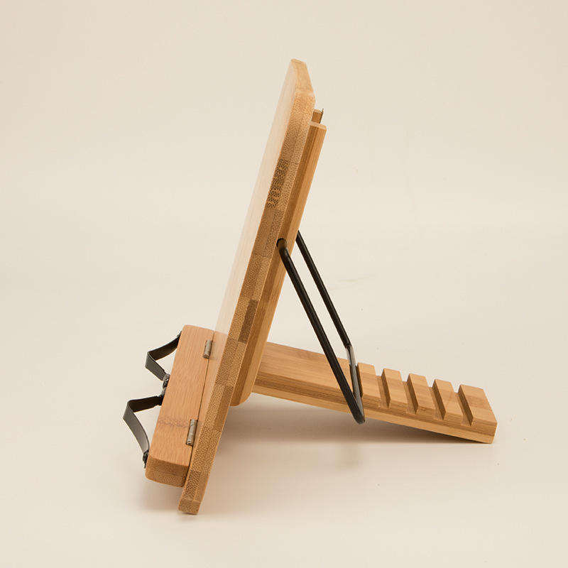 Anpassningsbart bambuställ för kokböcker – Justerbar bokhållare i trä