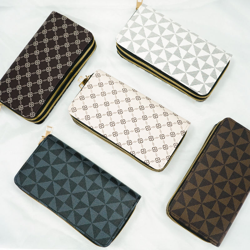 Damplånbok med dragkedja för grossist – Flerfärgad modeplånbok i läder