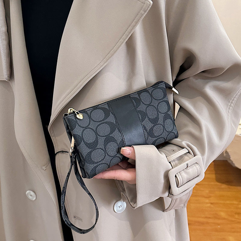 2025 damplånbok med tryckt design – Lång clutchväska med kort- och myntfack