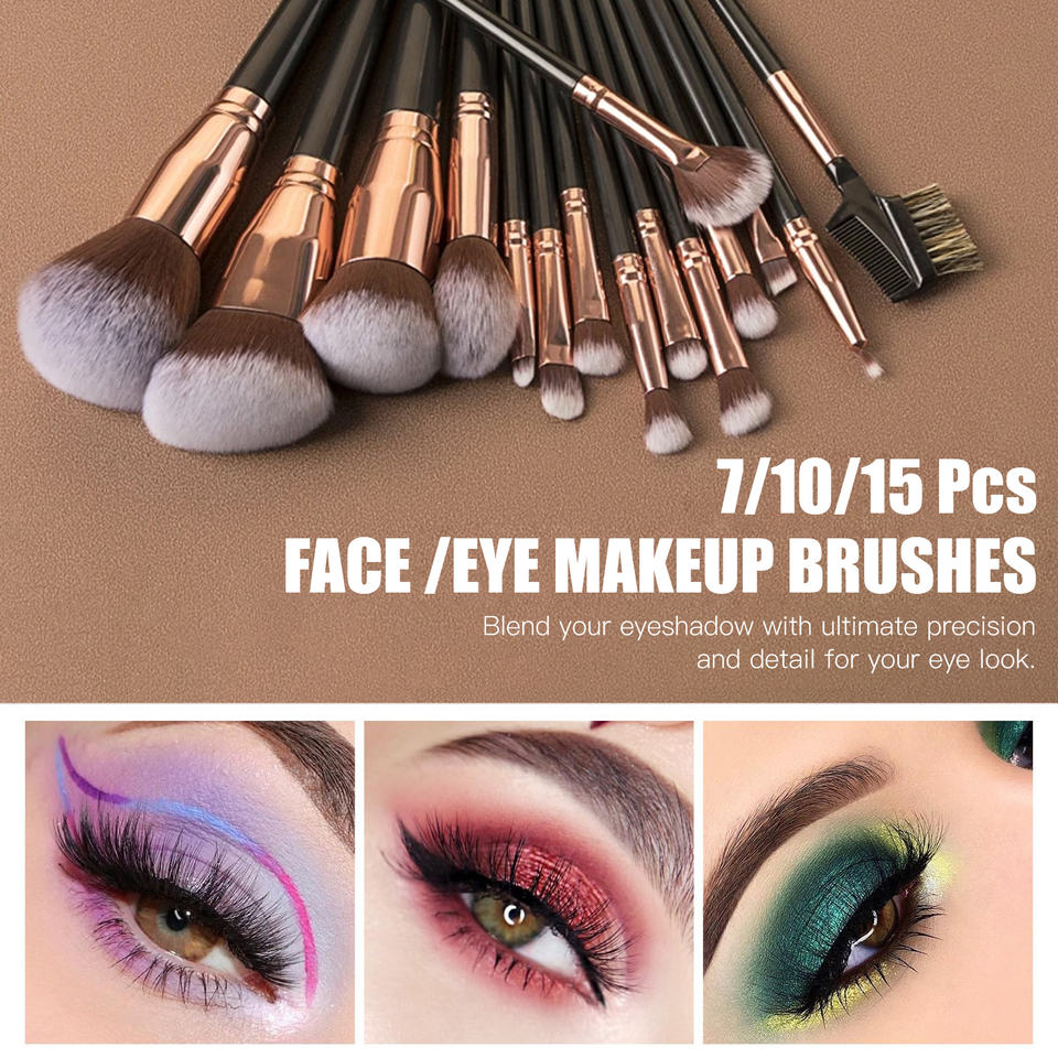 Professionellt koreanskt sminkborstset – 15-delars syntetiska borstar