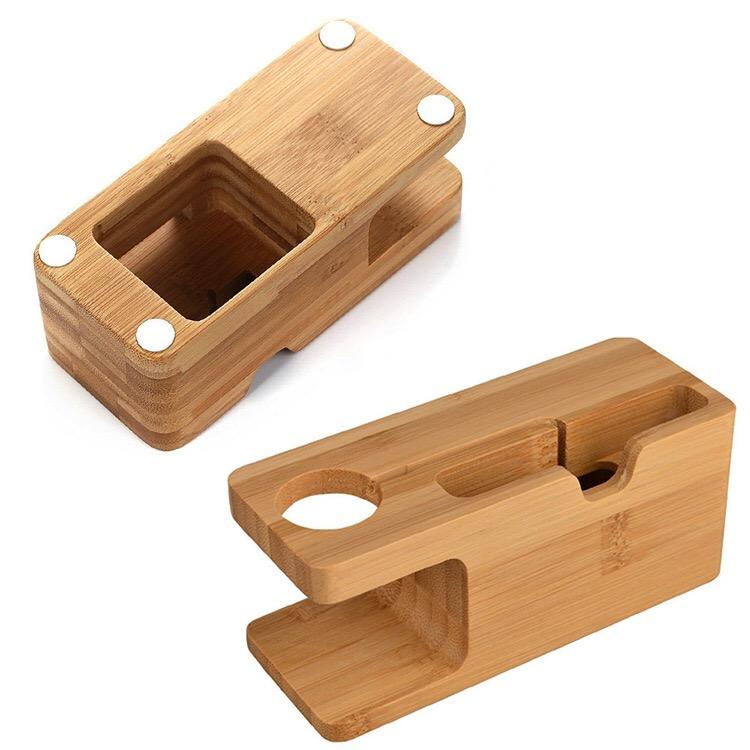 Bambuladdningsstation – Ställ för telefon och Apple Watch