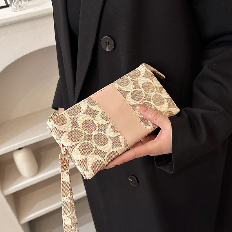2025 damplånbok med tryckt design – Lång clutchväska med kort- och myntfack