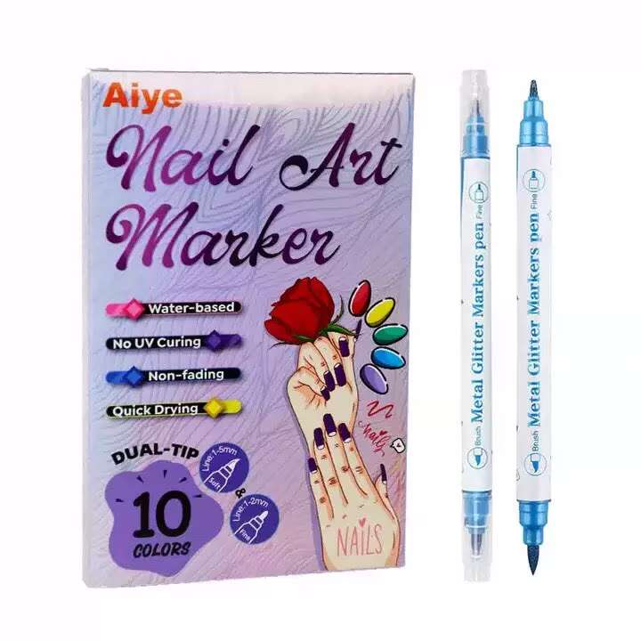 10-pack Nagelkit Set med 10 färger nagelkonstpennor, julklapp 2026 nya nagelkonstmarkörer för gelnaglar, 3D nagellackspennor linerpenna, rit- och målningsverktyg för DIY nagelkonstdesign