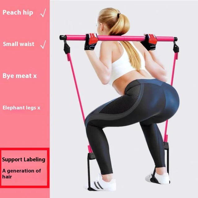 Pilatesstång med Motståndsband – Kompakt Träningsredskap för Helkroppsträning Hemma