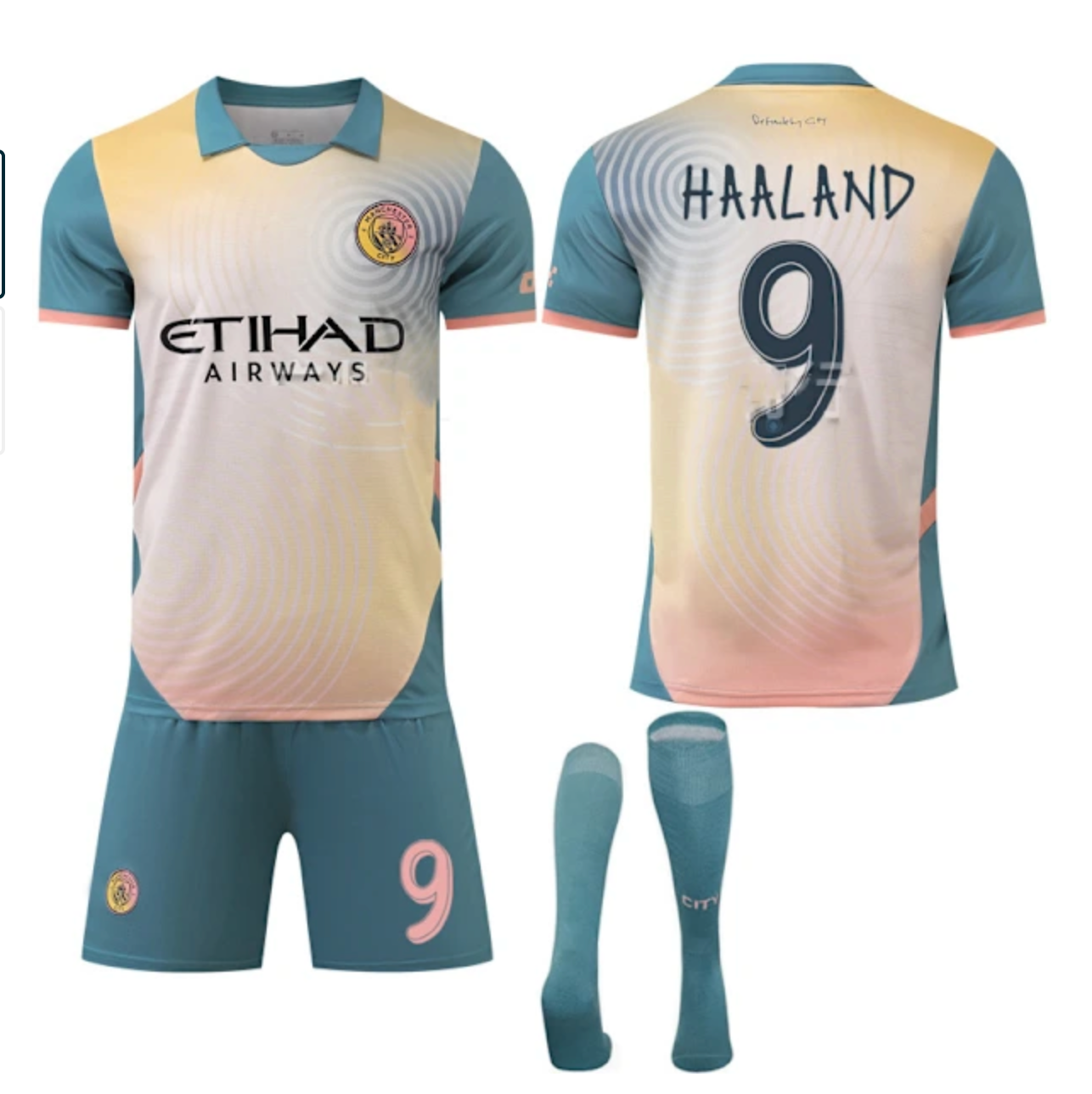 2024-2025 Manchester City Away Football Kit Kids and Adults NO.9 Haaland