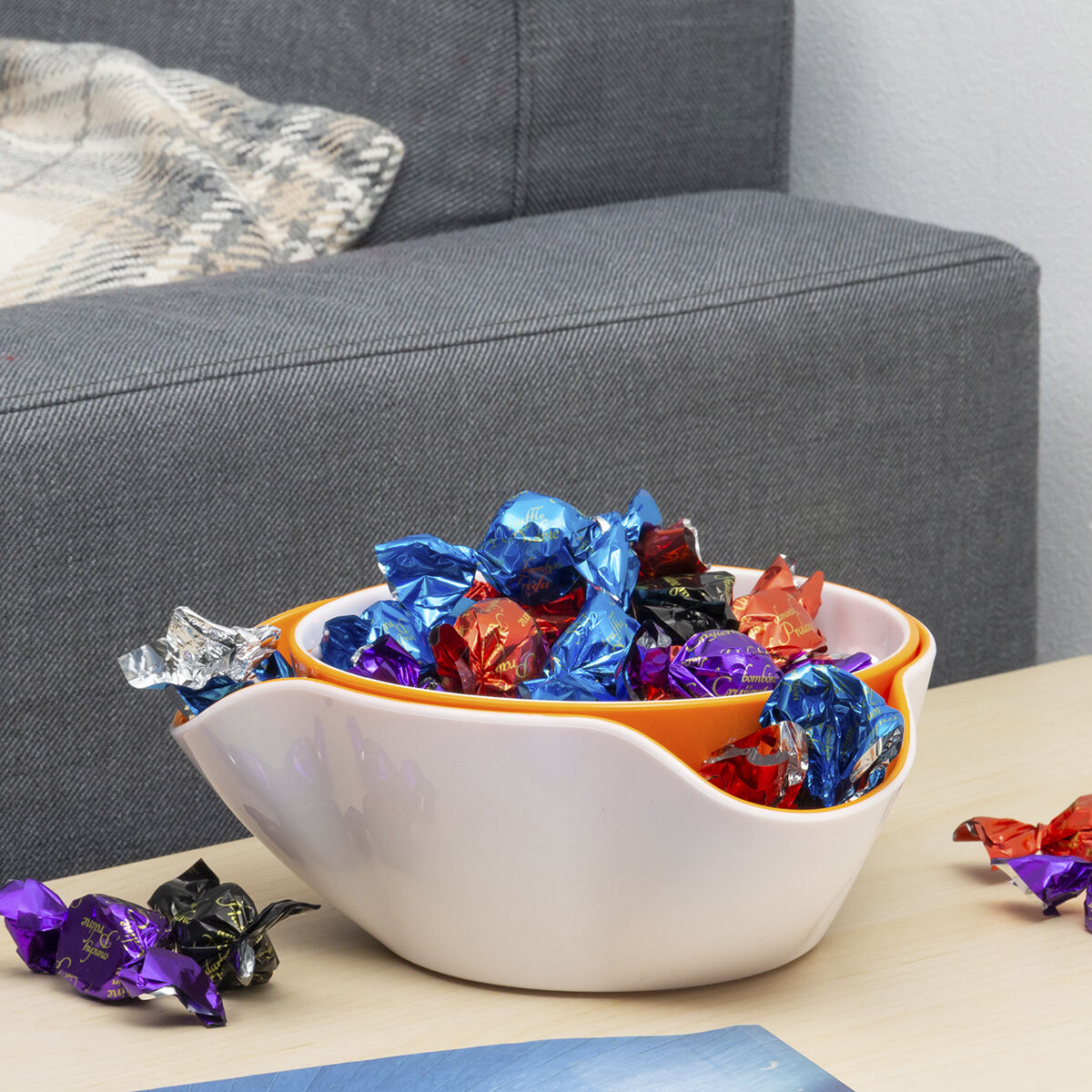 2-i-1 Snackskål - Pistageskål i 2 delar