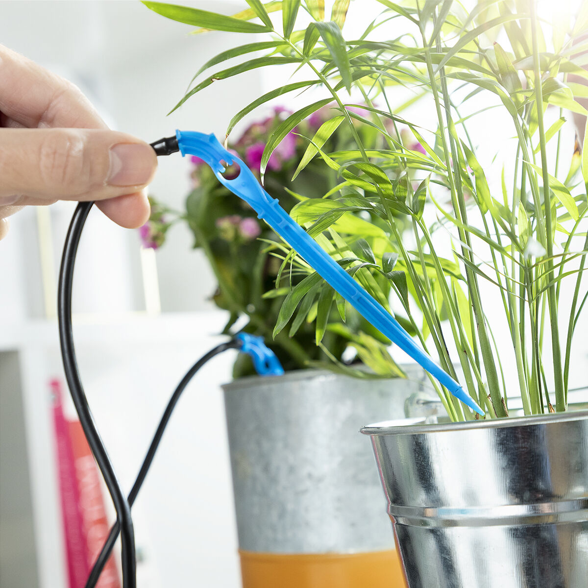 Automatiskt droppbevattningssystem vattning till 8 olika krukor