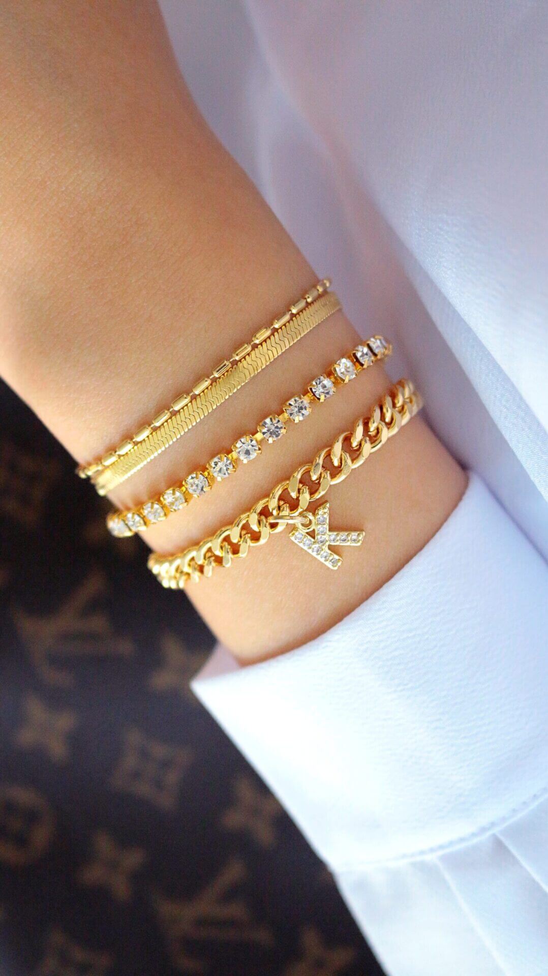 24 karats Guldpläterad Initialer Kedjaarmband