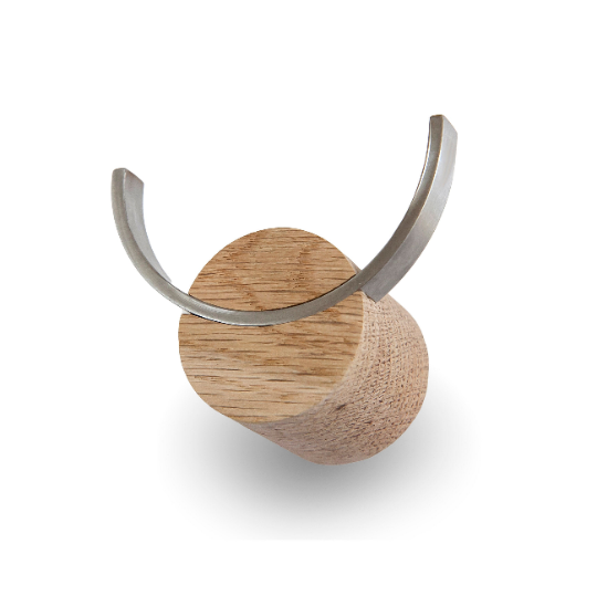 Väggkrok DEER | ek, rostfritt stål